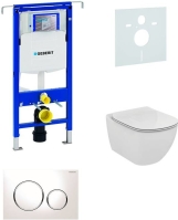 Sada pro závěsné WC, klozet, tlačítko Sigma 20 bílá/lesklý chrom, sedátko Ideal Standard Tesi