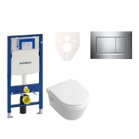 Sada pro závěsné WC, klozet, tlačítko Sigma 30 lesklý/matný chrom, sedátko softclose Villeroy &amp; Boch