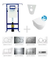 Sada pro závěsné WC, klozet, tlačítko Sigma 01 chrom, sedátko softclose Villeroy &amp; Boch