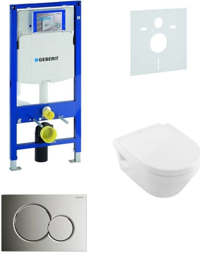 Sada pro závěsné WC, klozet, tlačítko Sigma 01 chrom, sedátko softclose Villeroy & Boch