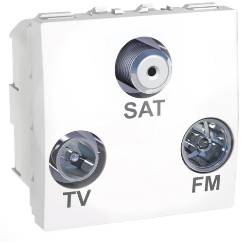 Zásuvka Unica TV/R+SAT koncová s F-konektorem, koncová bílá