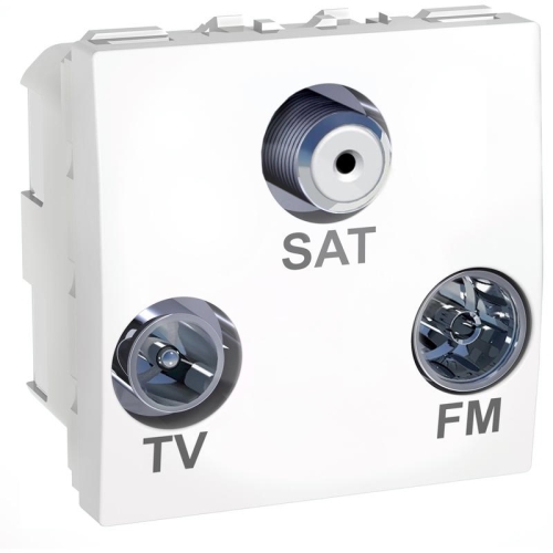 Zásuvka Unica TV/R+SAT koncová s F-konektorem, koncová bílá