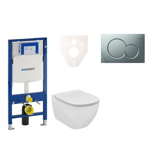 Sada pro závěsné WC, klozet, tlačítko Sigma 01 matný chrom, sedátko Ideal Standard Tesi