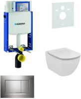 Sada pro závěsné WC, klozet, tlačítko Sigma 30 lesklý/matný chrom, sedátko Ideal Standard Tesi