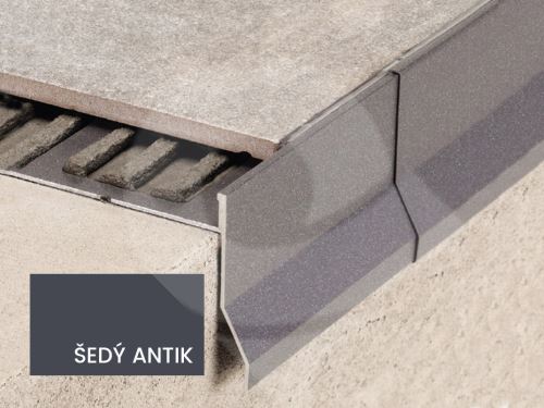 Balkonová T lišta s okapničkou Profilpas Protec CPCV hliník šedý antik 55x12,5x2,7m