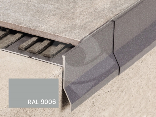 Balkonová T lišta s okapničkou Profilpas Protec CPCV hliník šedý kov RAL 9006 55x10x2,7m
