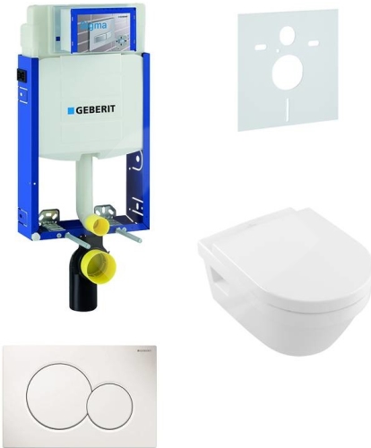 Sada pro závěsné WC, klozet, tlačítko Sigma 01 bílá, sedátko Villeroy & Boch