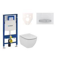 Sada pro závěsné WC, klozet, tlačítko Sigma 50 výplň bílá, sedátko Ideal Standard Tesi