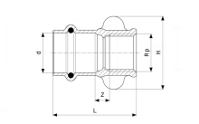 Mosazná přechodka s vnitřním závitem Viega Profipress G 54 x 2", lisovací, plyn