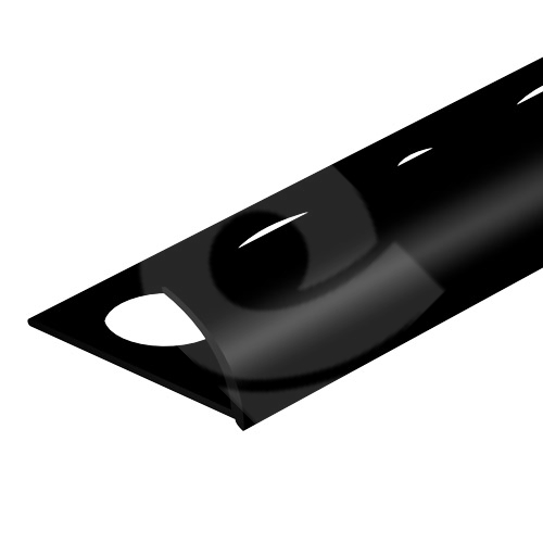 Obloučková ukončovací lišta otevřená Cezar pvc černá 9mm 2,5m