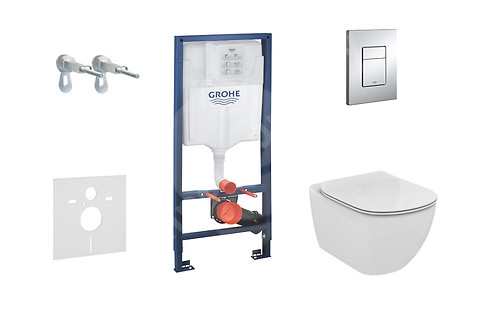 Sada pro závěsné WC, klozet a sedátko softclose Ideal Standard, tlačítka Skate Cosmo, Aquablade