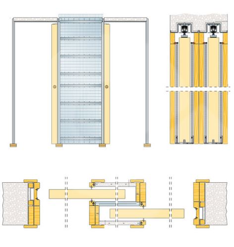 Pouzdro Eclisse do zdiva zákryt 225mm, zasouvání varianta B - první dveře pravé