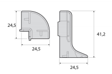 Vnitřní roh k soklové liště Profil Team samolepící 40mm stříbrný, 2ks/bal
